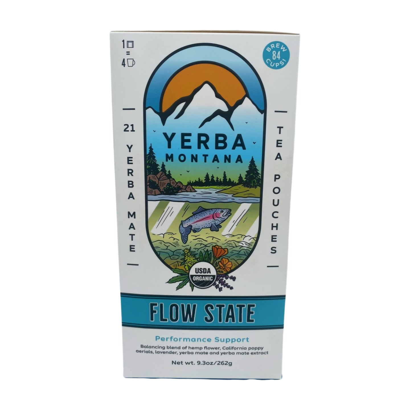 Yerba Mate tea bags with california poppy, hemp flower and lavender